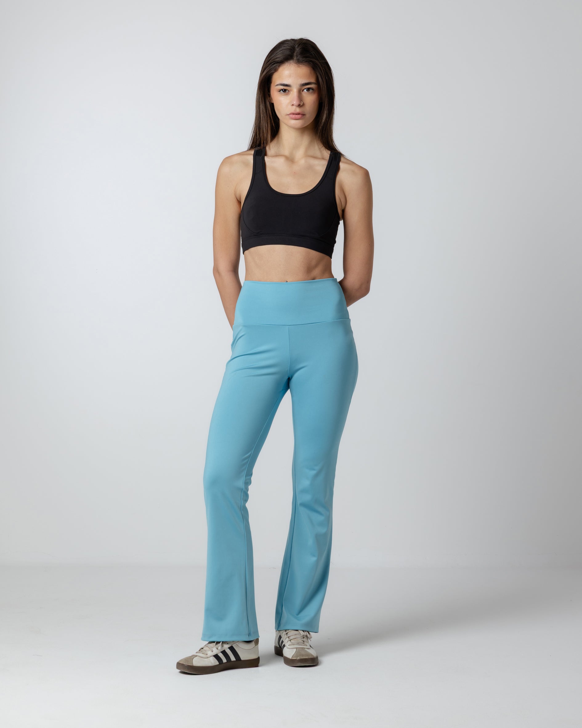Women's Ripple Blue Flared Leggings