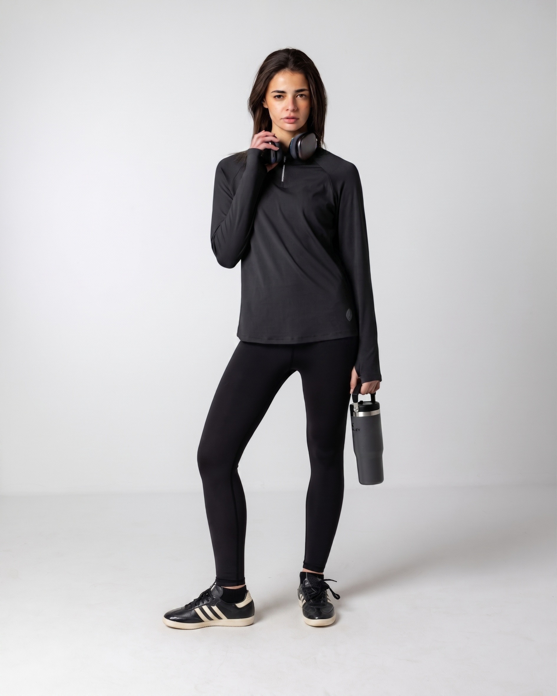 Women's 1/4 Zip Black Long Sleeve