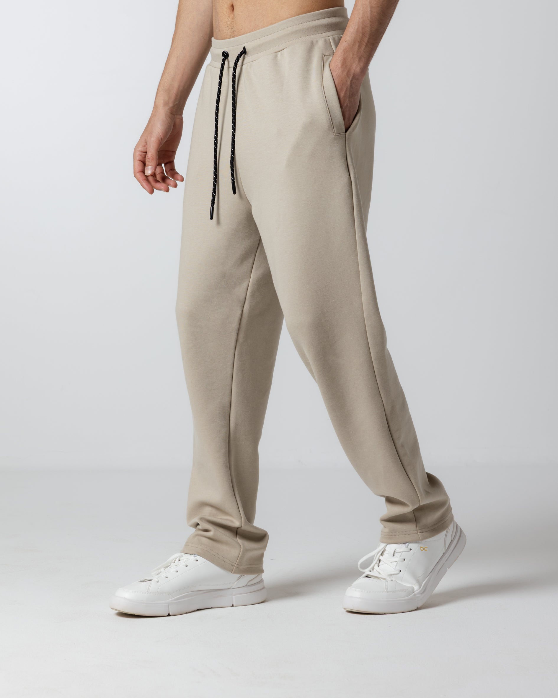 Men's Beige Straight Leg Sweatpants
