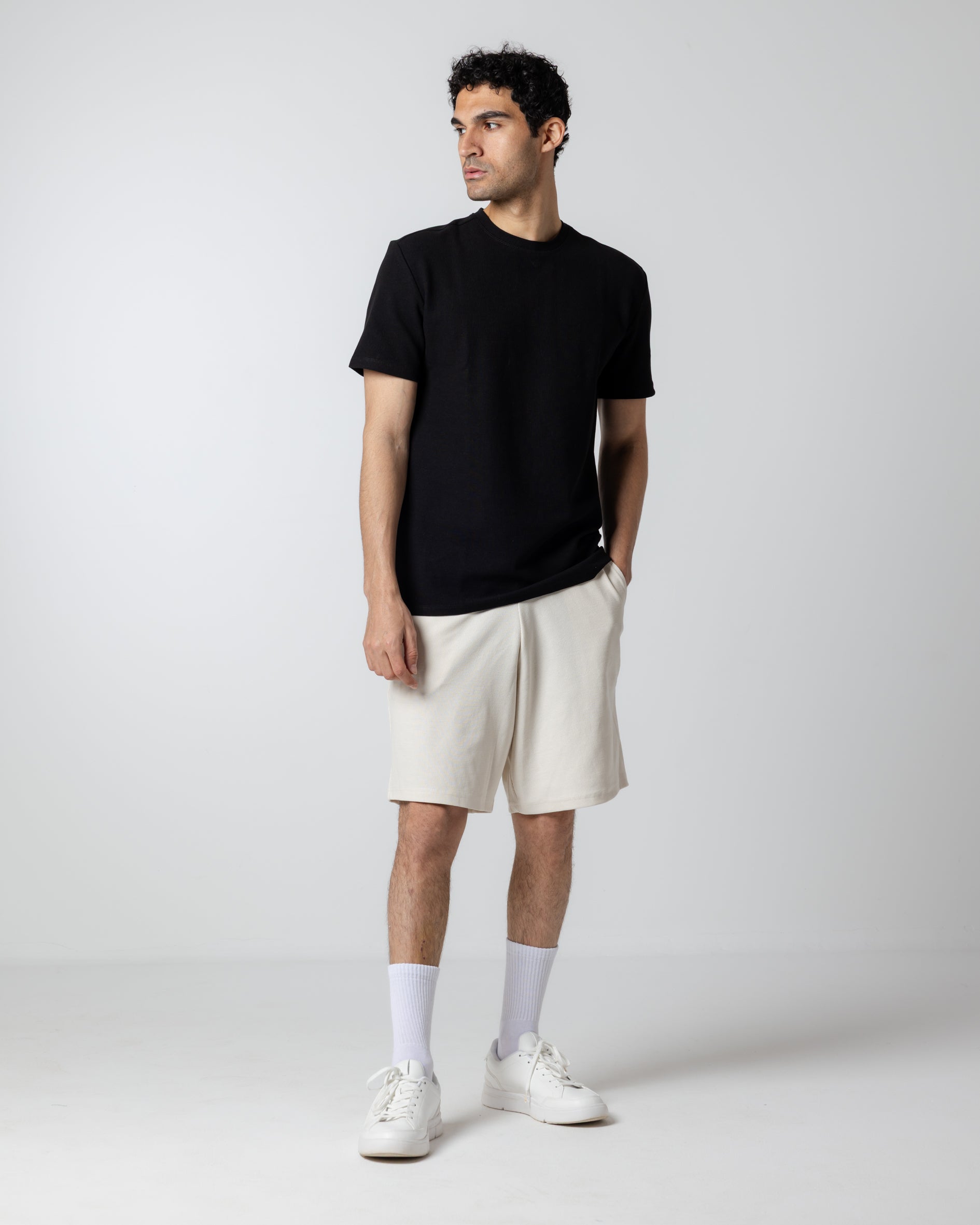 Men's Beige Waffle Shorts