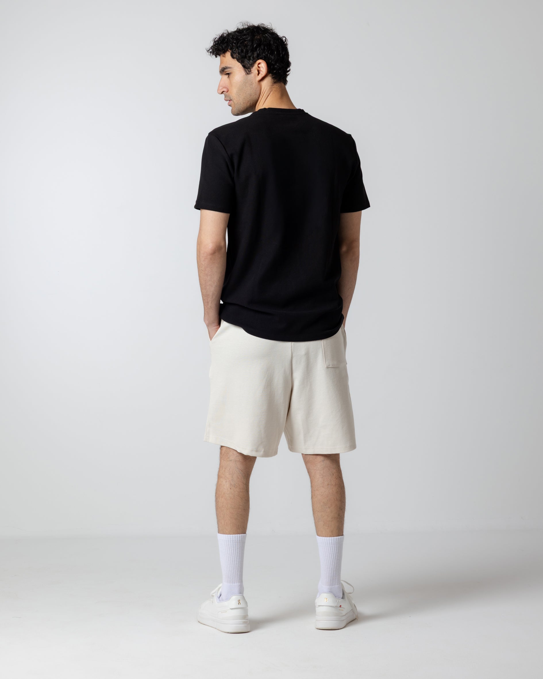 Men's Black Waffle Regular T-Shirt
