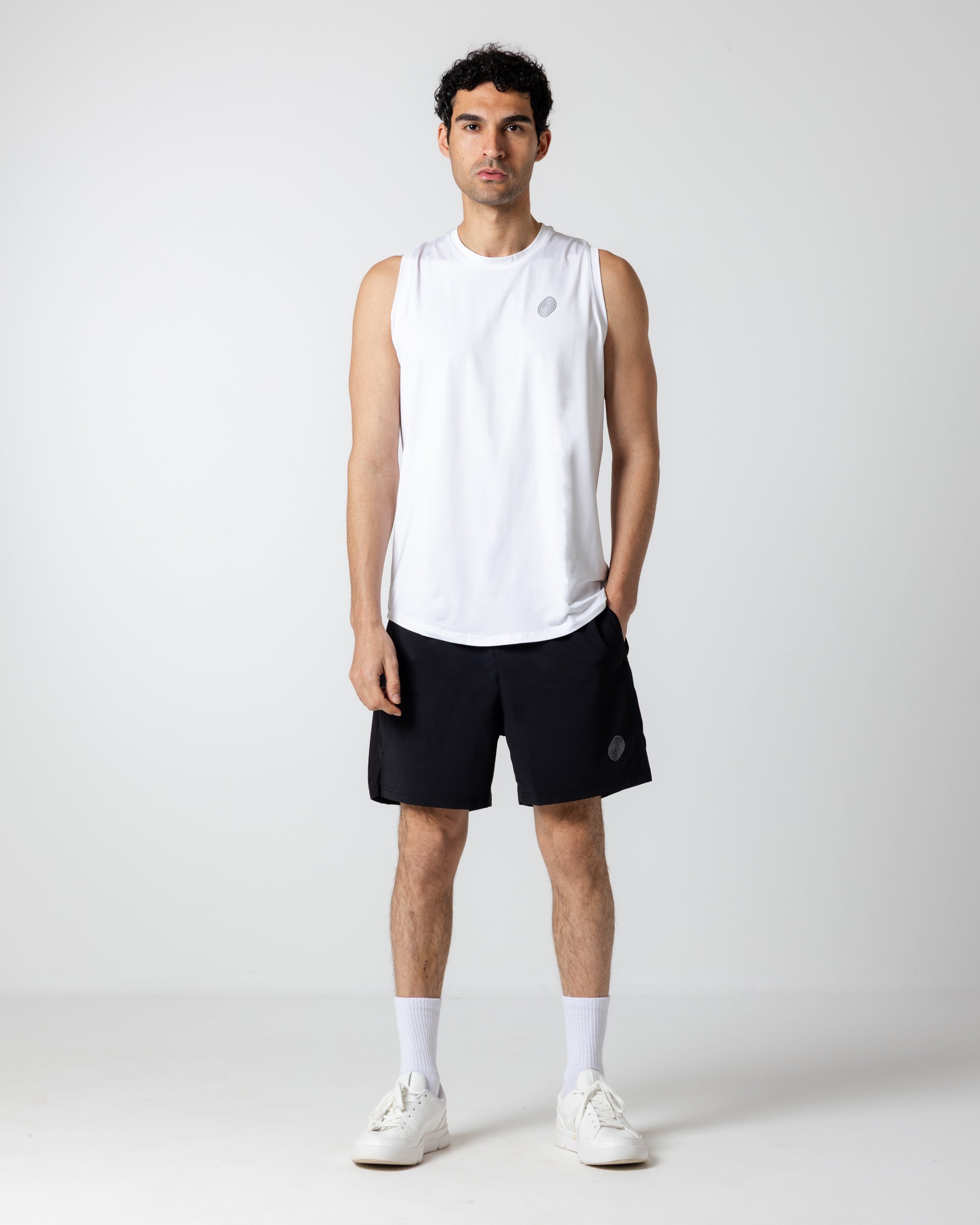 Men's White Performance Mesh Back Tank Top