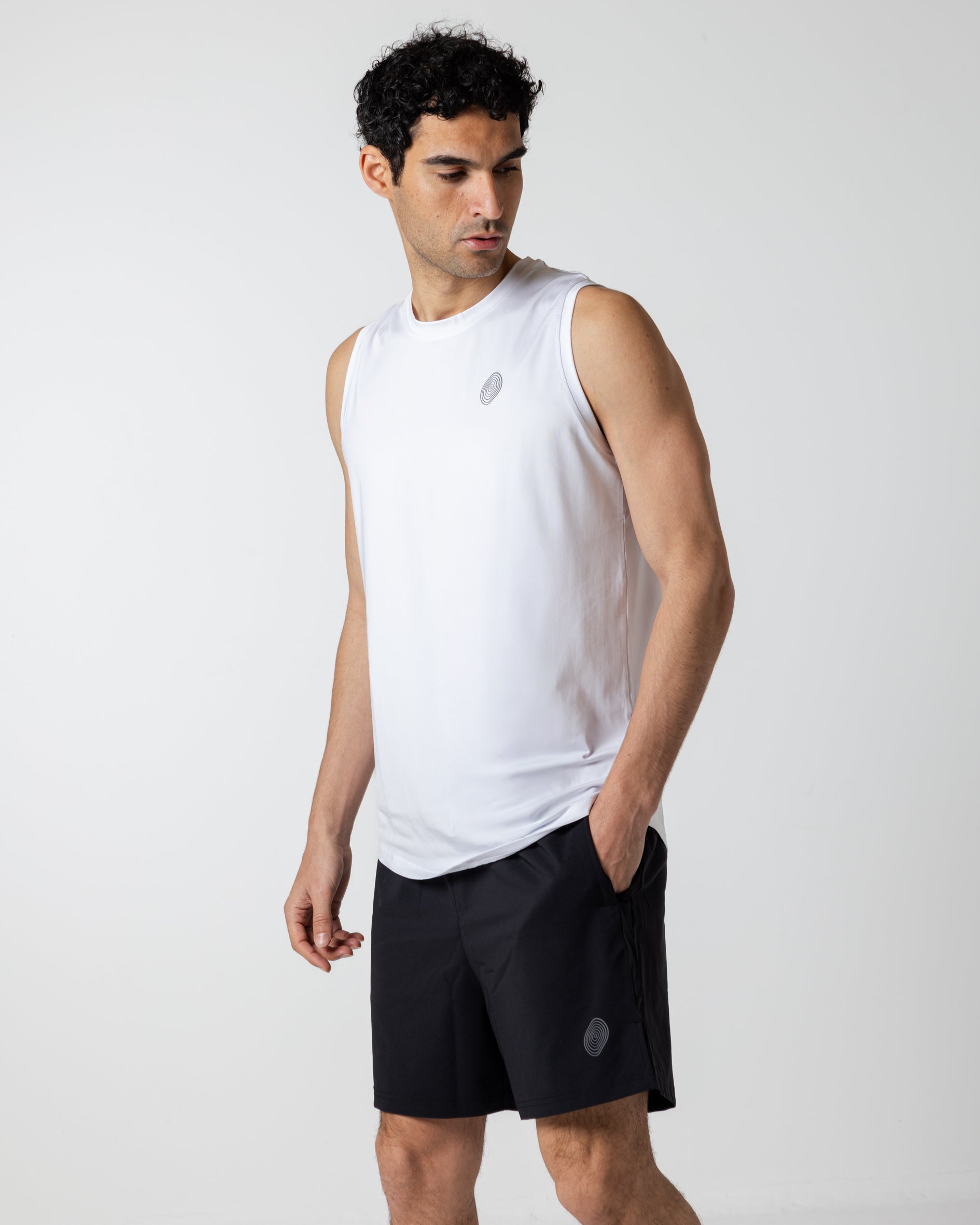 Men's White Performance Mesh Back Tank Top