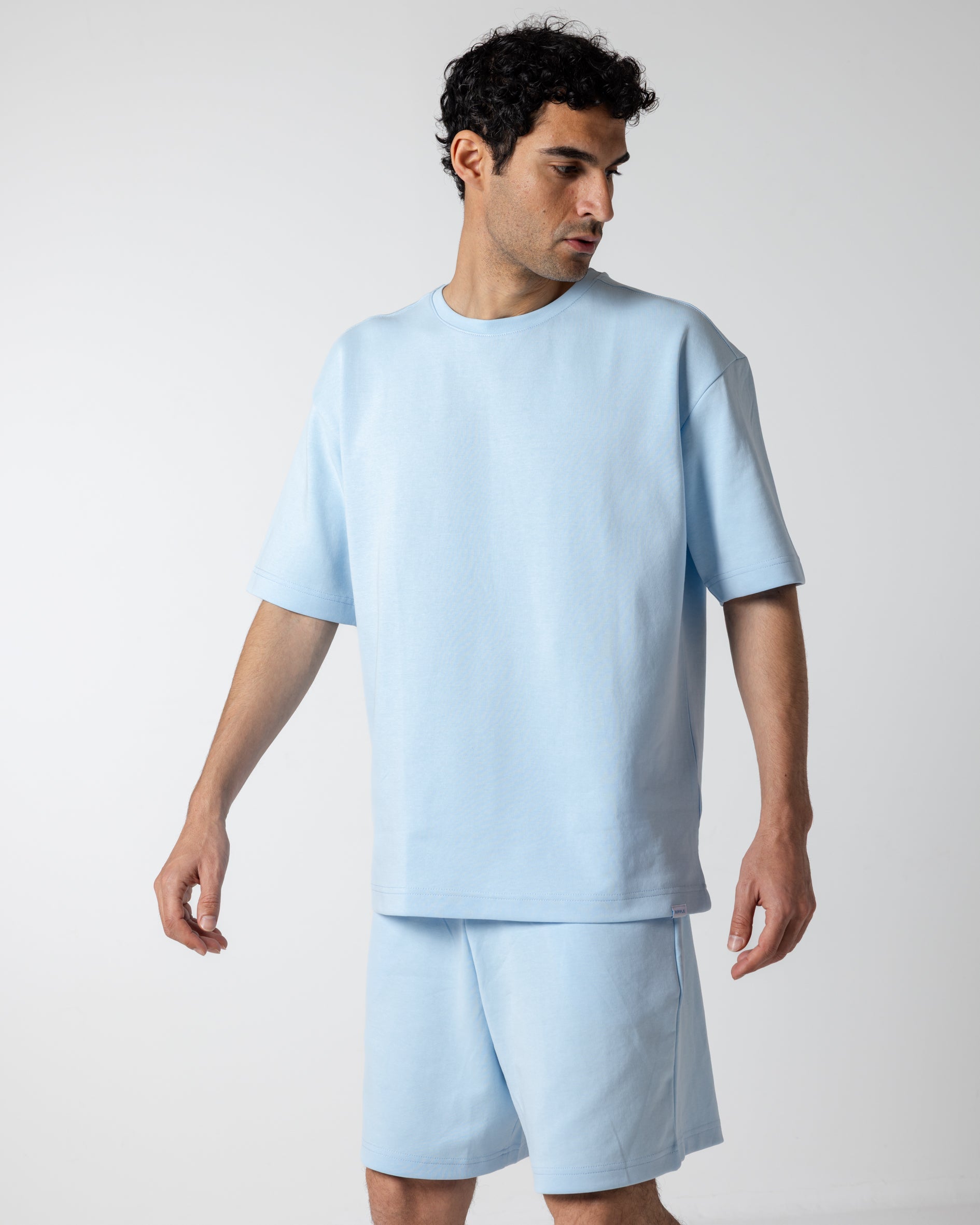 Men's Light Blue Cotton Jersey Shorts