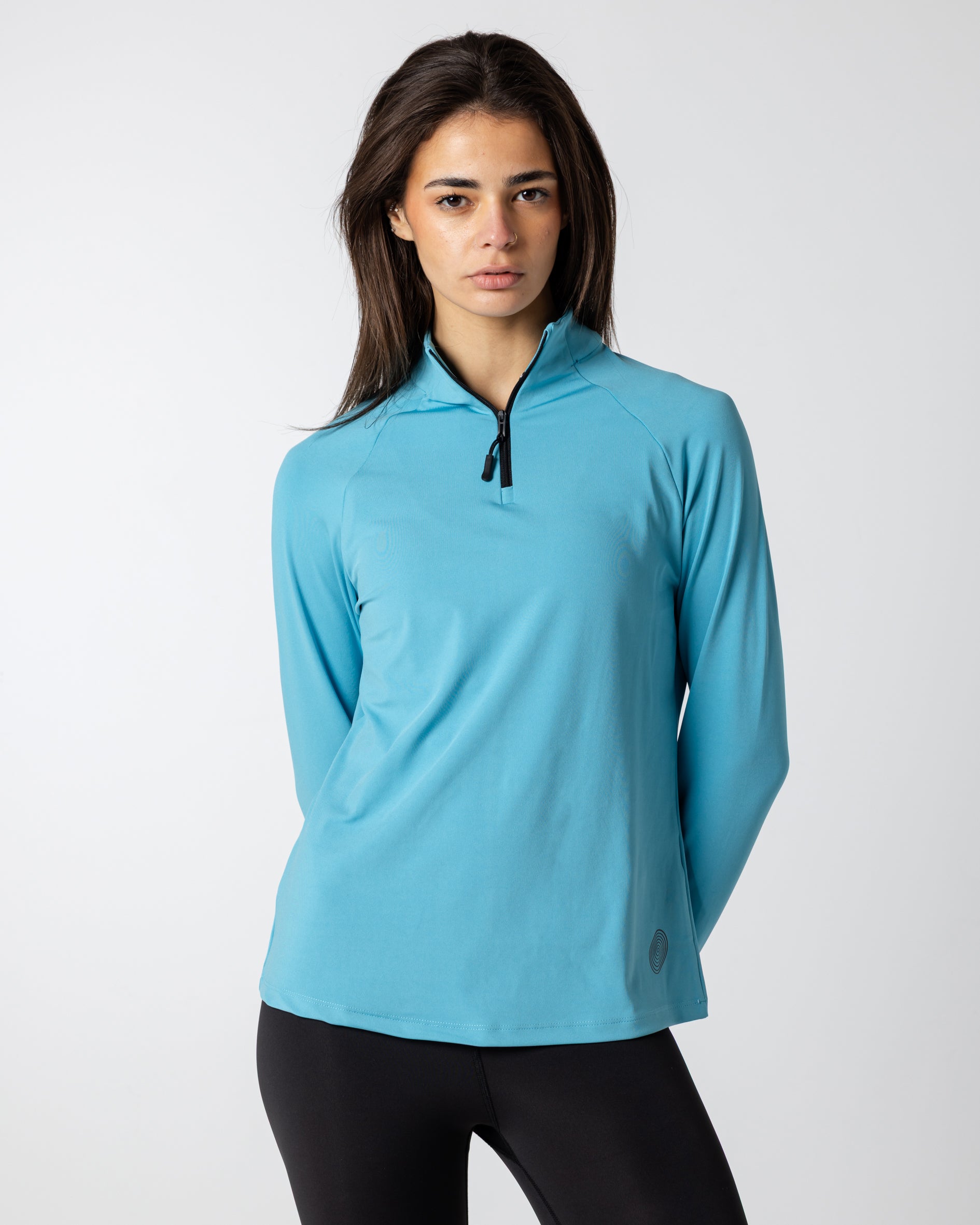 Women's 1/4 Zip Ripple Blue Long Sleeve