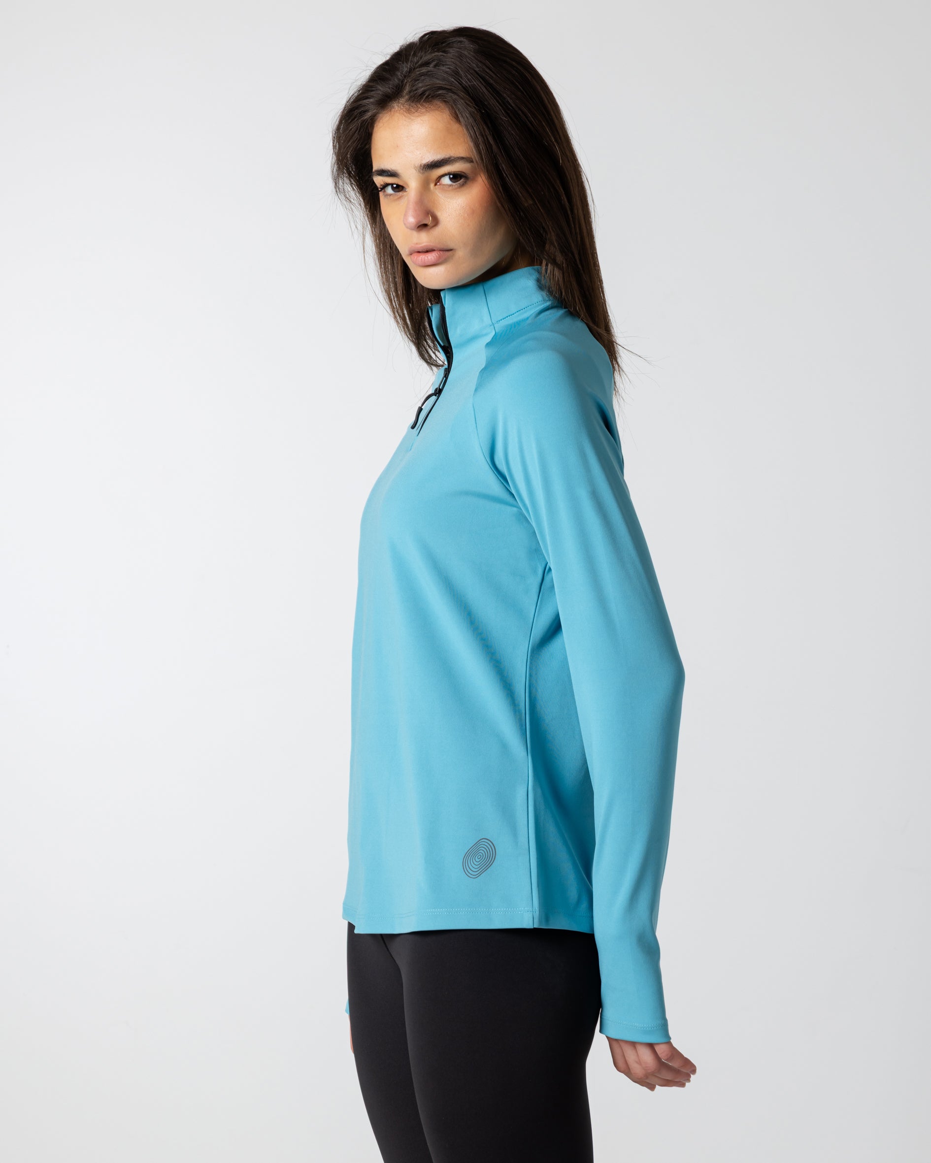 Women's 1/4 Zip Ripple Blue Long Sleeve