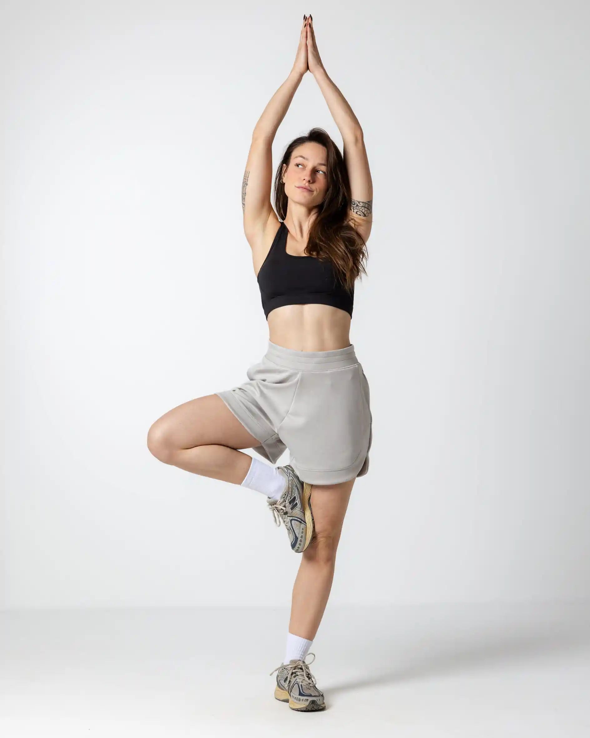 Women's Light Grey Cotton Jersey Shorts