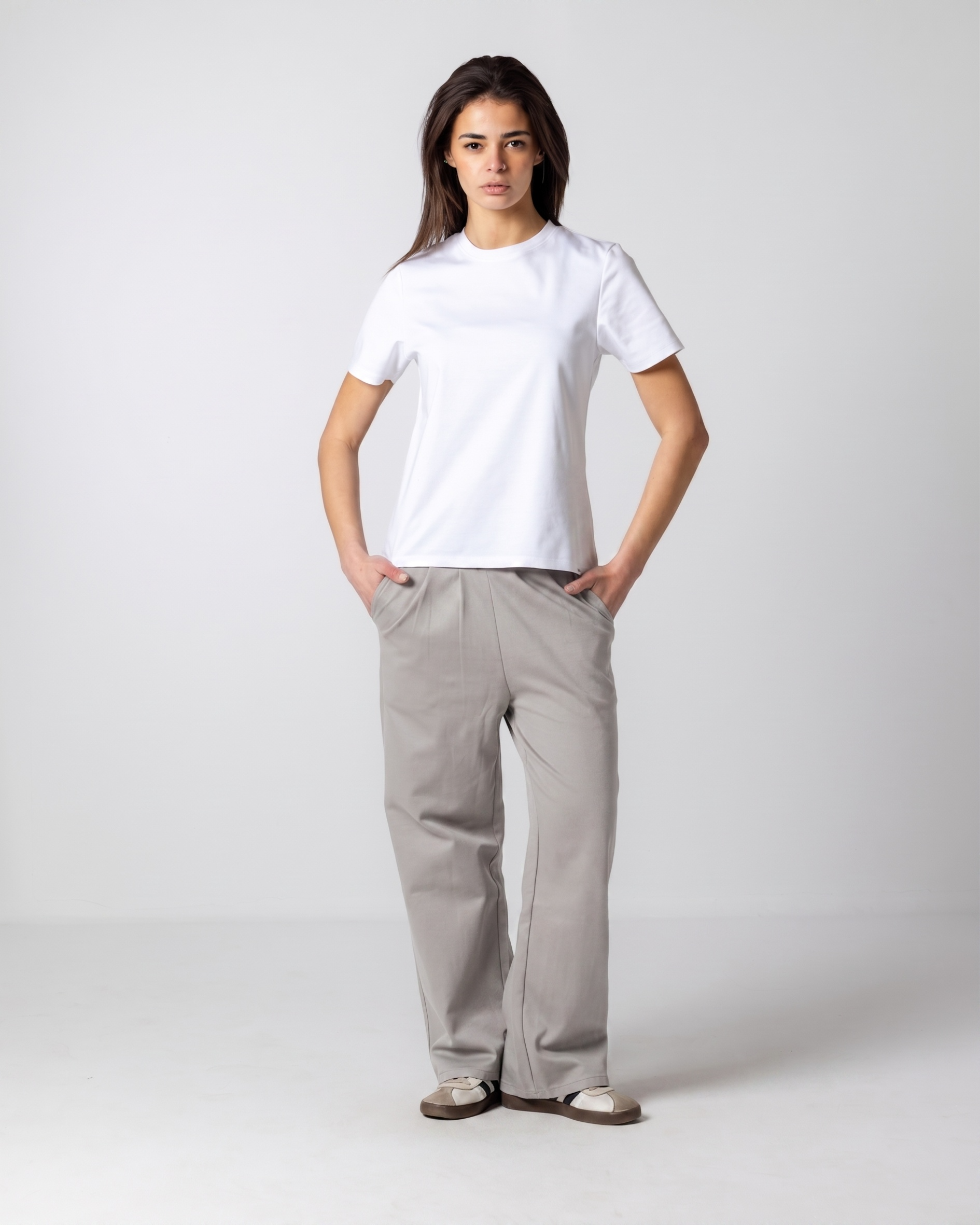 Women's Grey Wide Leg Pants