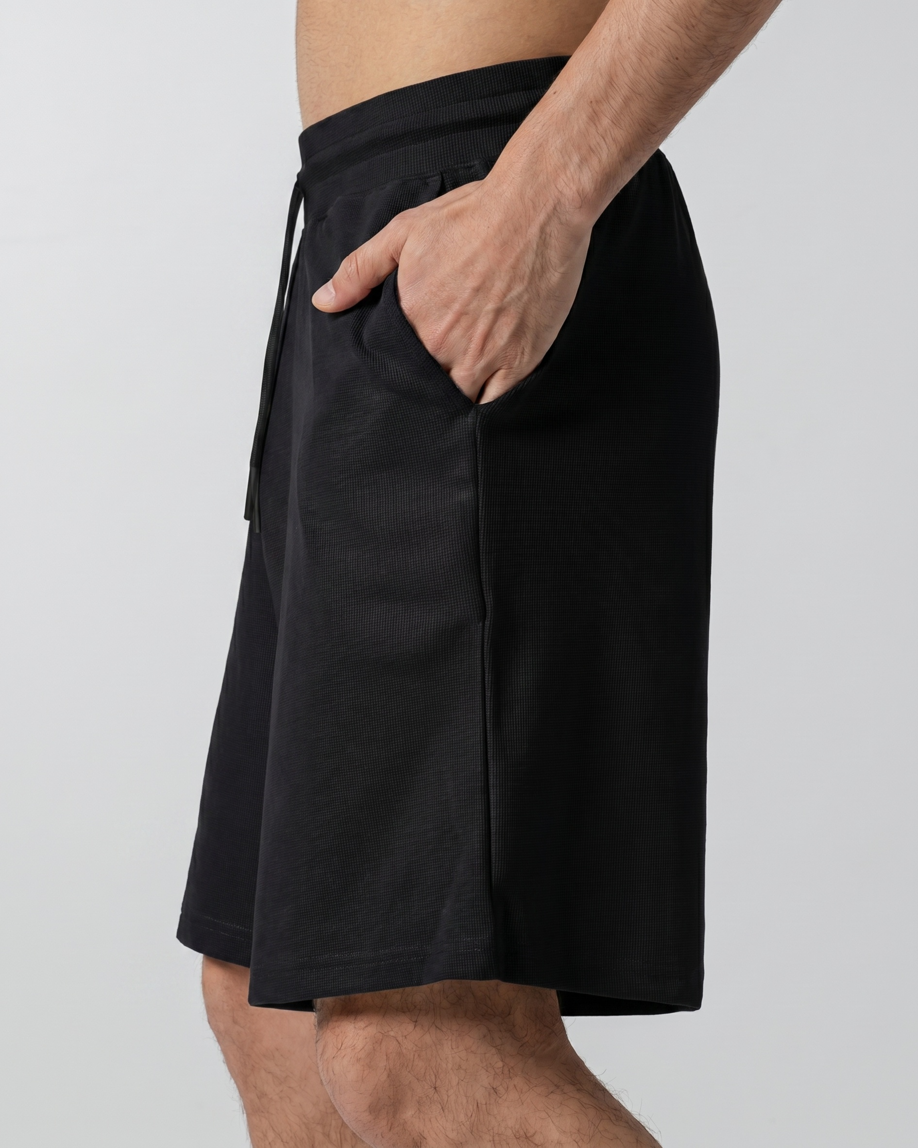 Men's Black Waffle Shorts