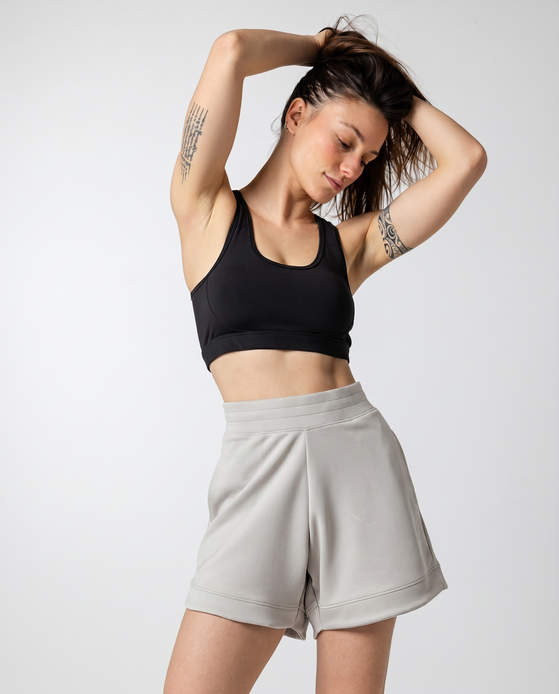 Women's Light Grey Cotton Jersey Shorts