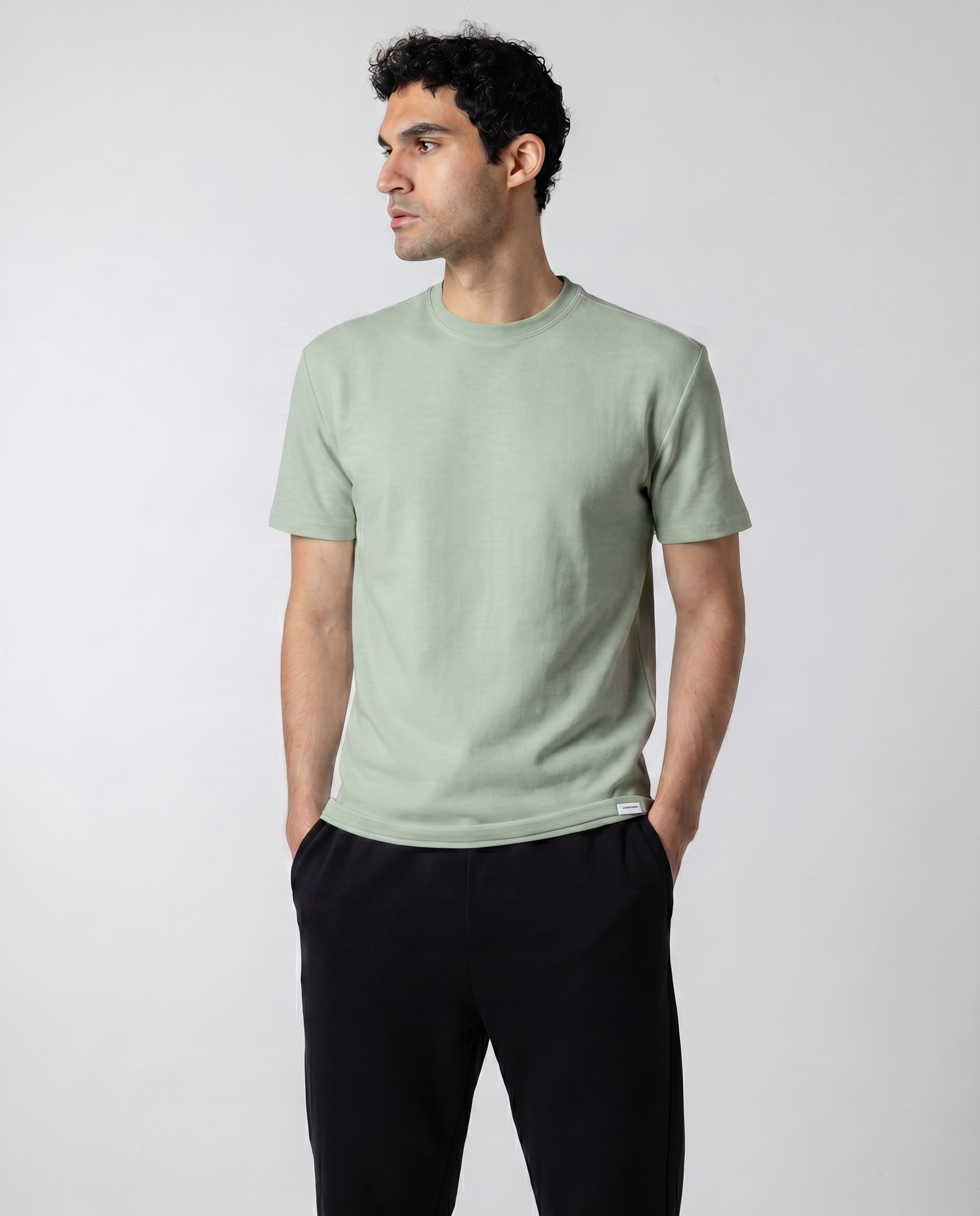 Men's Light Green Waffle Regular T-Shirt