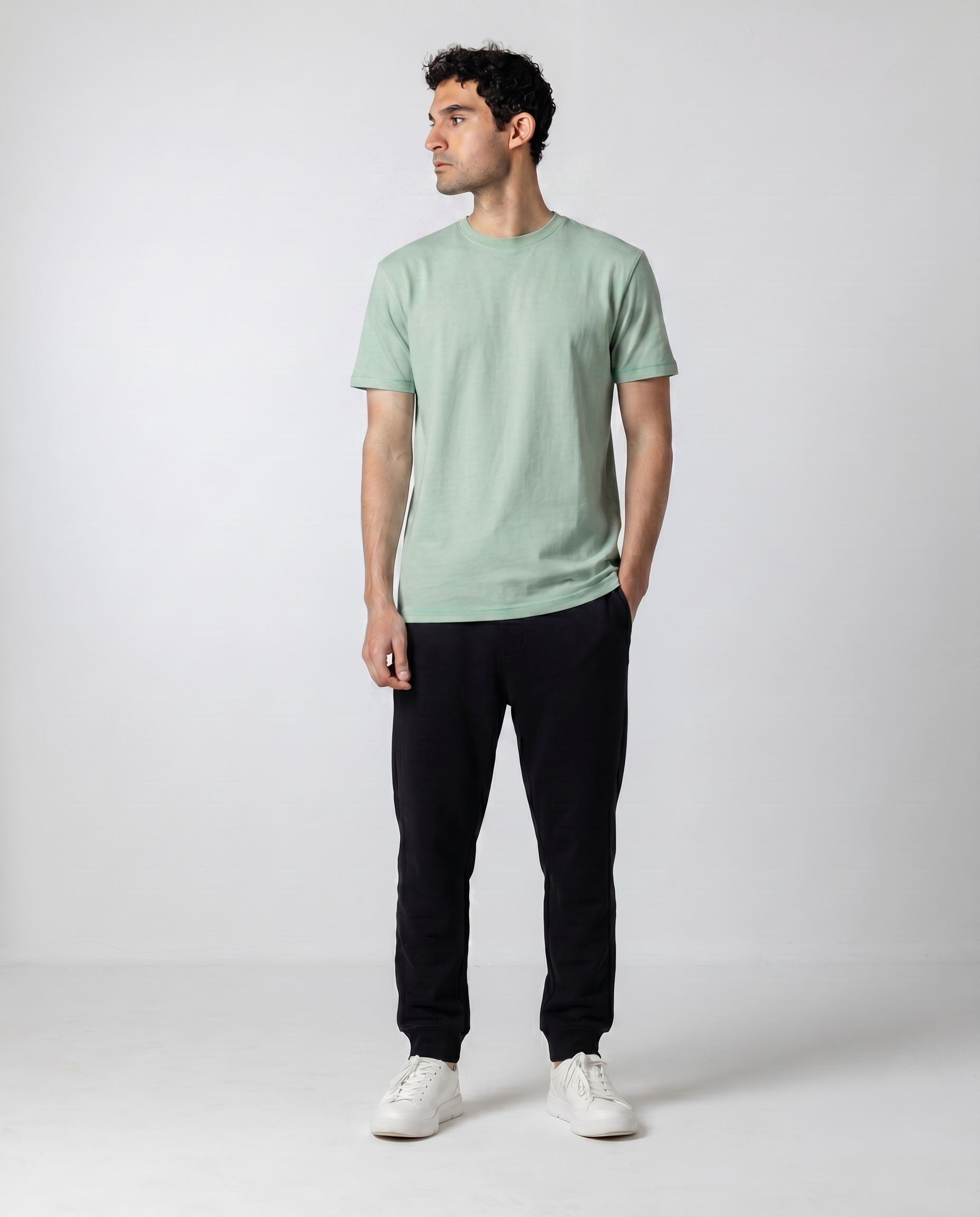 Men's Light Green Waffle Regular T-Shirt